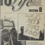Newspaper article describing Convention Center protest